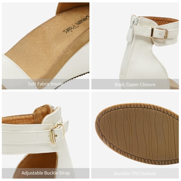 Ankle Strap Platform Wedge Heel Sandals - WHITE PU - 2